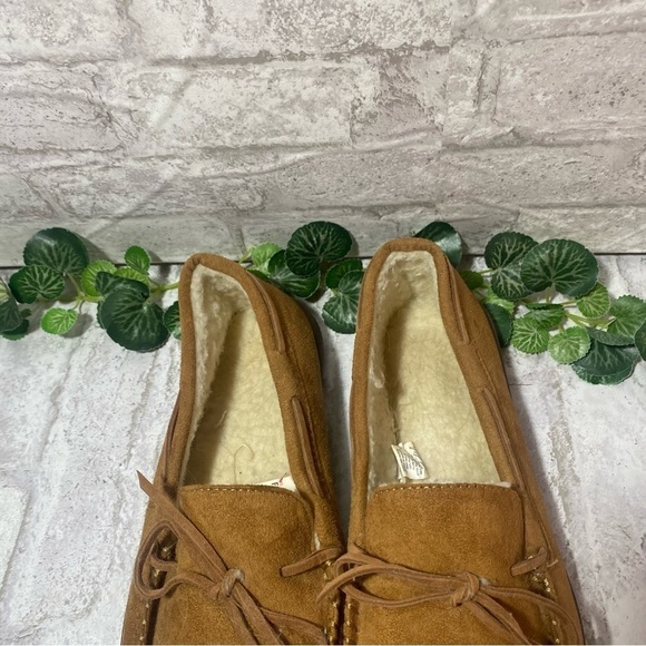 FOREVER‎ Collectibles Patriots Tan Faux Fur Lined Slippers Mens Medium - Picture 3 of 9